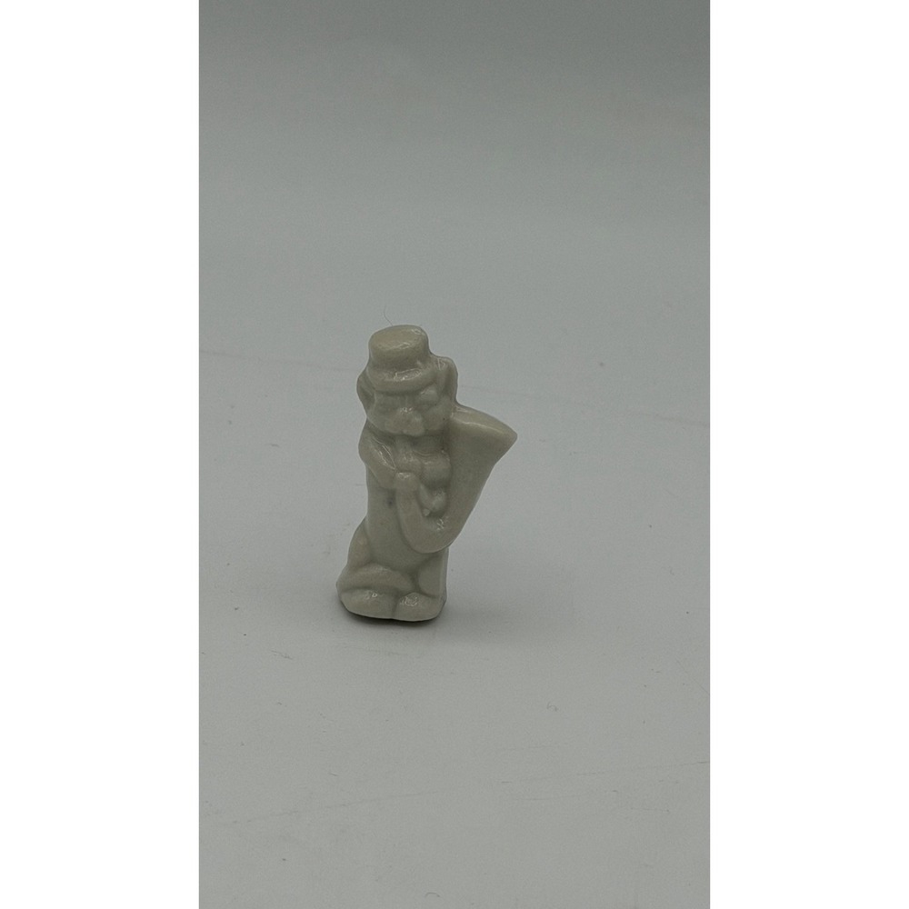 1970's Porcelain Tiny Mouse Mini Figurine Blue Playing Horn Top Hat VTG